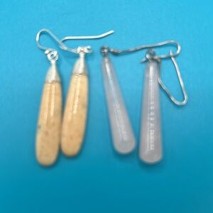 Long Honey Jade & Rose Quartz Earrings